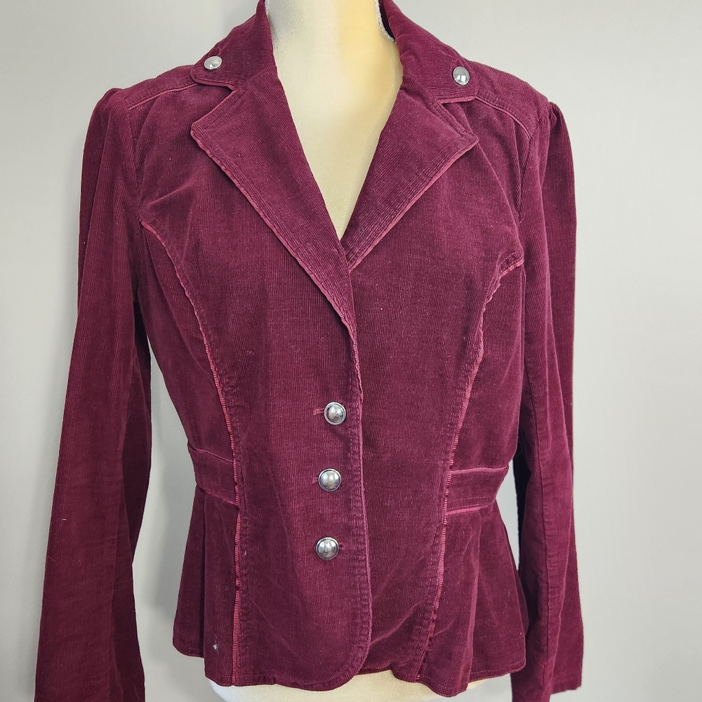 Roz & Ali Corduroy Blazer Size M Silver Buttons Retro Y2K Vibes Gilmore - Picture 3 of 12